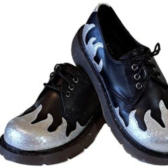 Silver Glitter Flame Glamrock Shoes 6 NOS - Picture 6 of 6